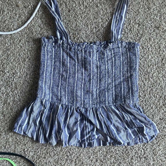 Loft Tank Stripped Top with Ruffle - Picture 2 of 4